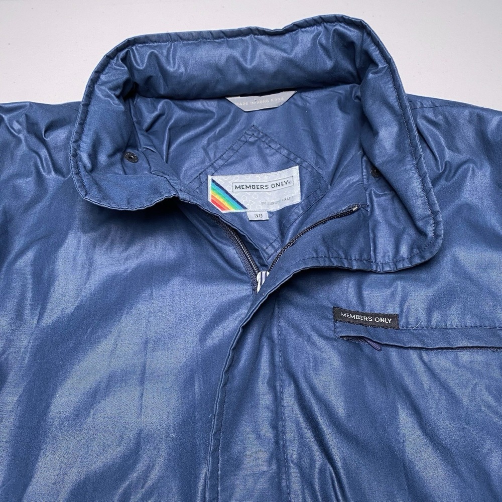 80s Members Only Europe Craft 38 (S) Mens Blue Windbreaker Bomber Racer